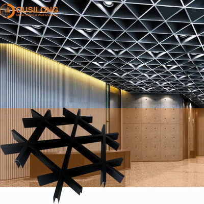 گالری مثلثی فلزی مشبک سقف ساختمان دیوار سقف تزئینی آلومینیوم / مواد پروفیل آلومینیوم