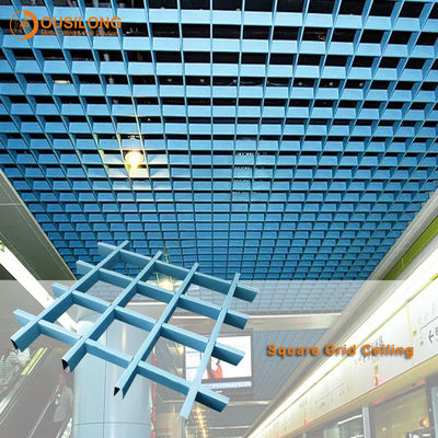 پوشش سقف دیوار ساختمان مواد تزئینی RAL 9016 شبکه سقف مربعی معلق فلزی